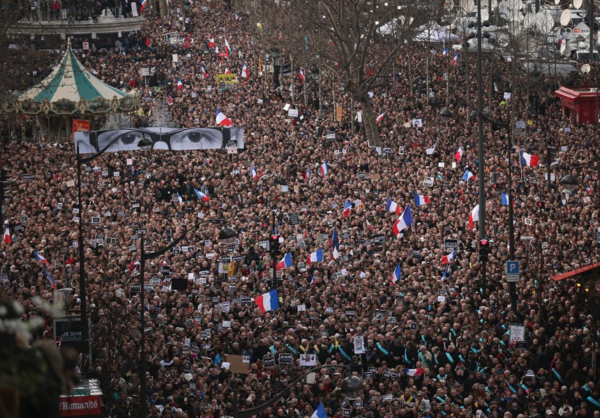 Paris shooting rally march
