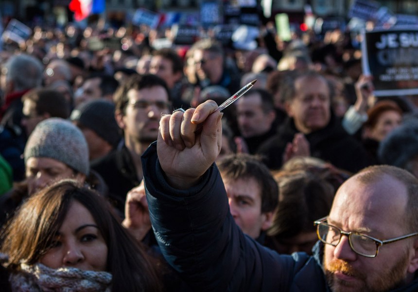 Paris shooting rally march