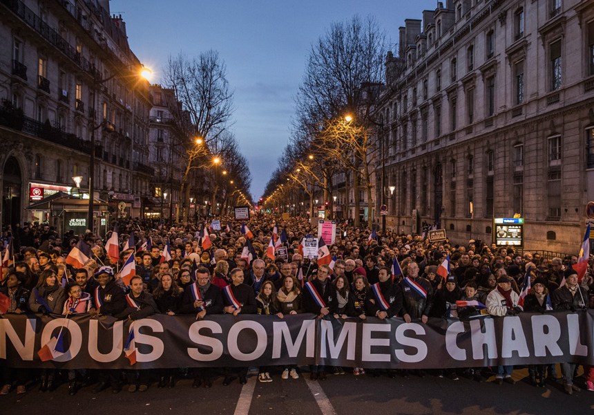 Paris shooting rally march