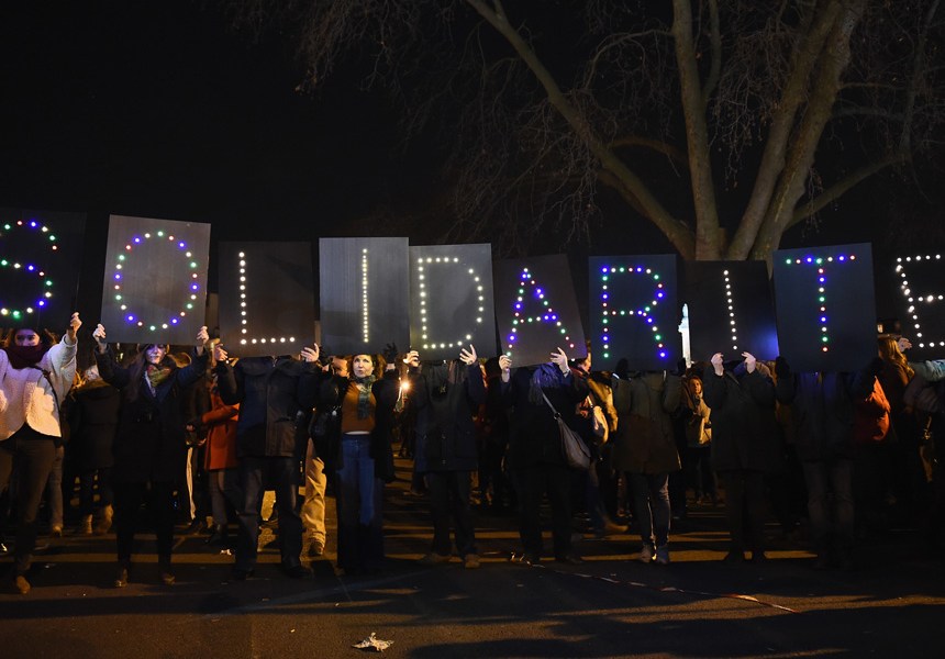 Paris shooting rally march