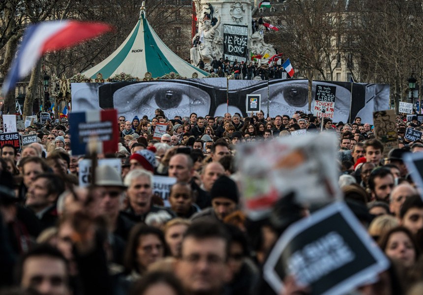Paris shooting rally march