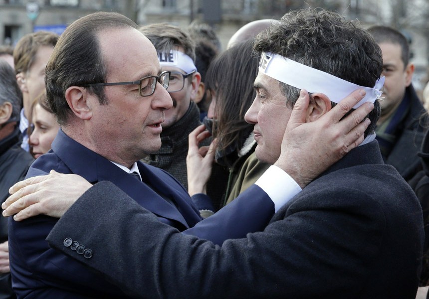 Paris shooting rally march Francois Hollande