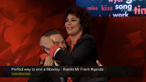Education Minister Christopher Pyne and US comedian Ruby Wax