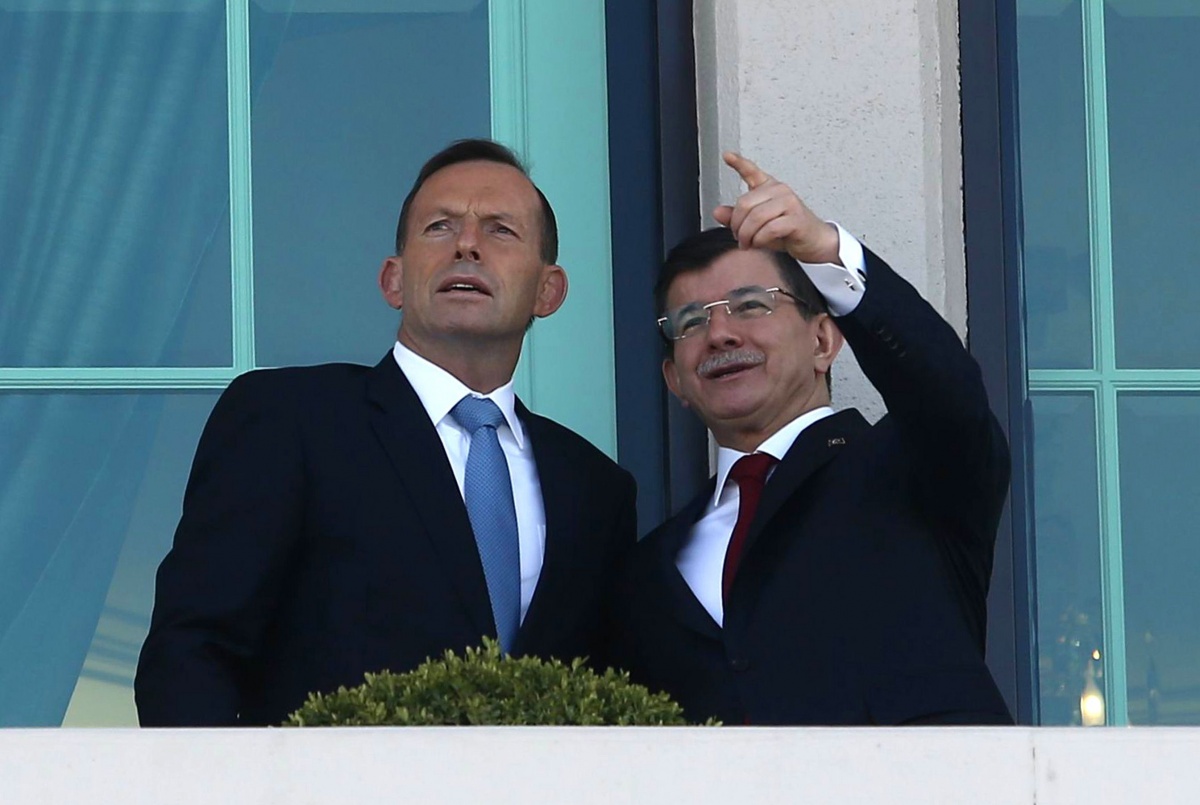 PM Tony Abbott and Turkey's PM Ahmet Davutoglu in Ankara.