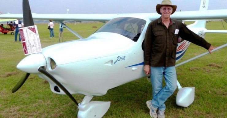 Pilot Rob Pavan beside a Jabiru plane at Monto in central Queensland.