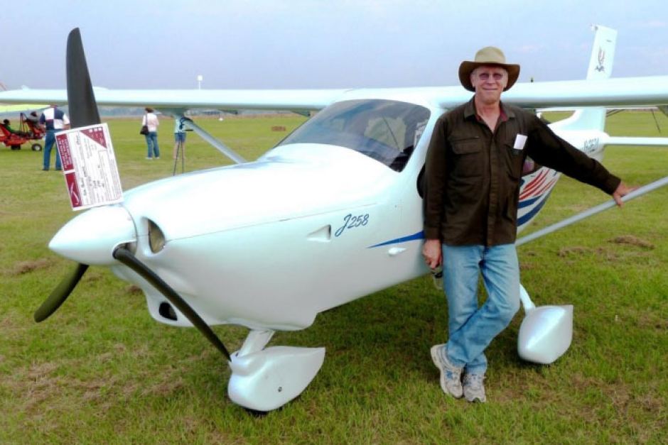 Pilot Rob Pavan beside a Jabiru plane at Monto in central Queensland.