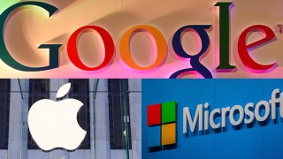 Google, Apple and Microsoft logos