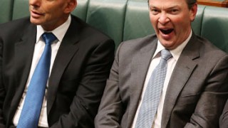 Education Minister Christopher Pyne yawns mid-speech.