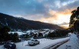 heavy snowfall on the first day of winter in Thredbo.
