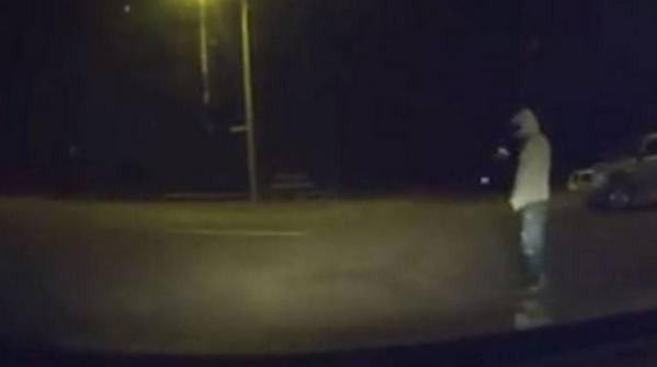 Potential makings of a horror movie; the man captured on the dash cam.