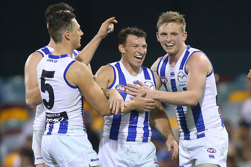 Brent Harvey celebrating