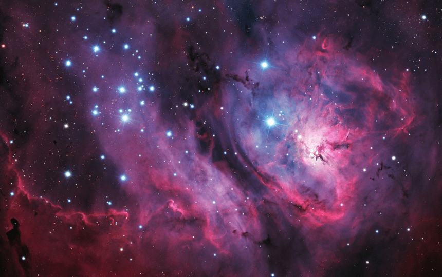 Situated some 5,000 light years away, the stellar nursery of the Lagoon Nebula lies in the constellation of Sagittarius