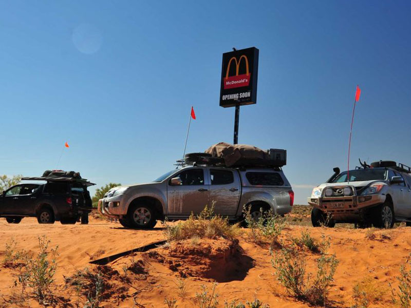 The prank sign was erected 200km into the Simpson Desert.