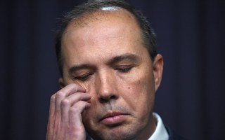Federal Minister for Immigration Peter Dutton speaks at a press conference in Canberra, Thursday, Aug. 20, 2015. All three conducted national consultations on citizenship for the Federal Government. (AAP Image/Mick Tsikas) NO ARCHIVING