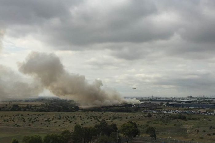 Smoke could be seen billowing from the rubbish site.
