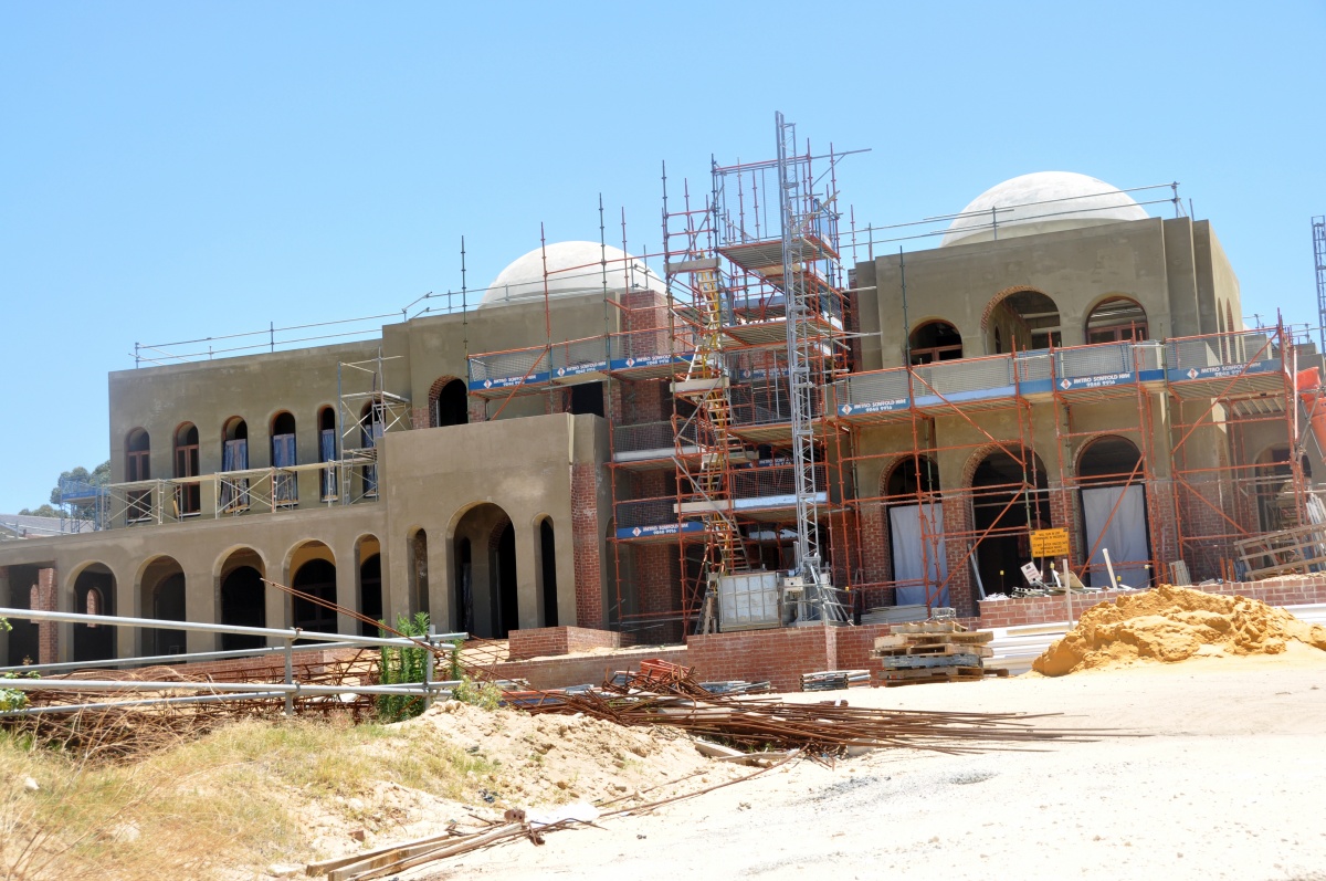 The unfinished $70 million Perth mansion, dubbed the Taj-Mahal-on-the-Swan.