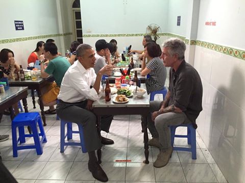 President Obama with celebrity chef Anthony Bourdain.