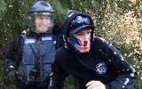 A protestor at the Coburg rally last weekend.