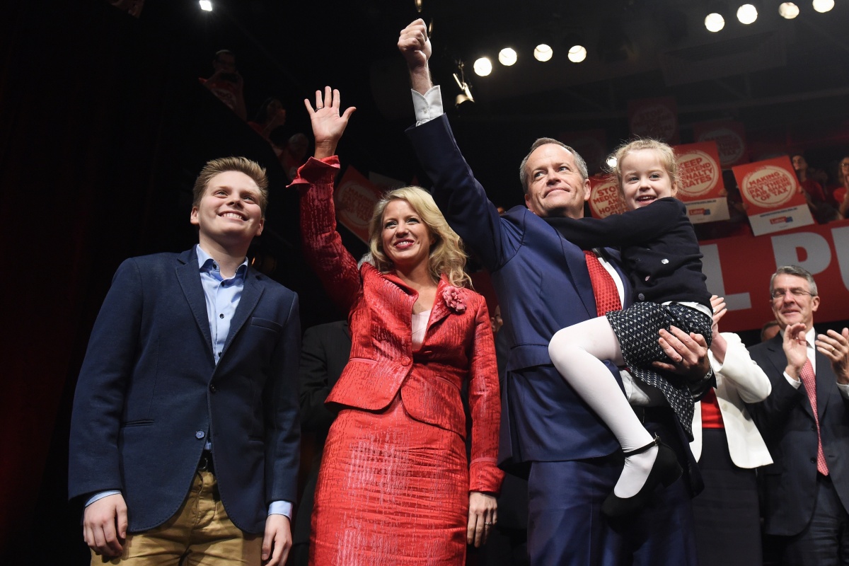 Bill Shorten with wife Chloe and children Rupert and Clementine.