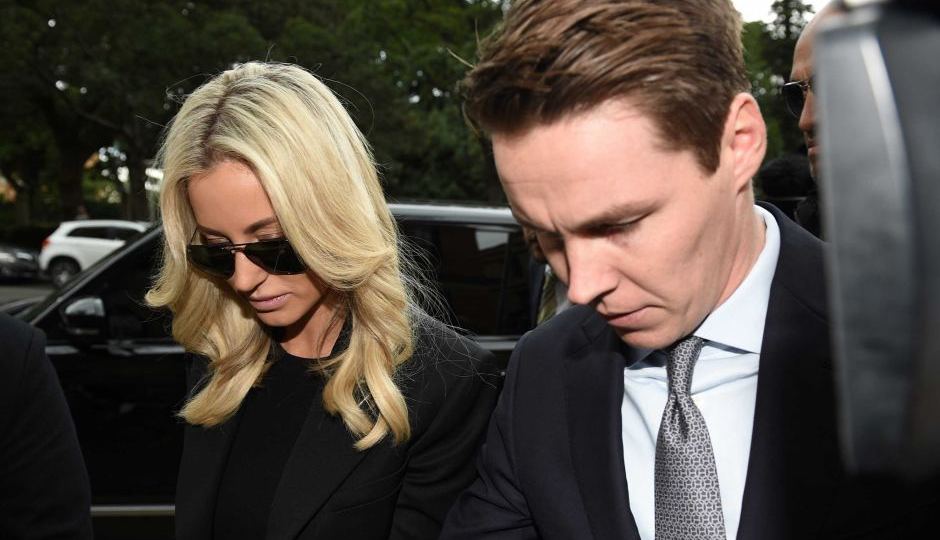 Oliver Curtis and wife Roxy Jacenko arrive at court on Friday.