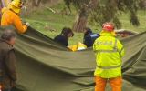 The elderly man was moving a fallen tree from the road when he was hit.