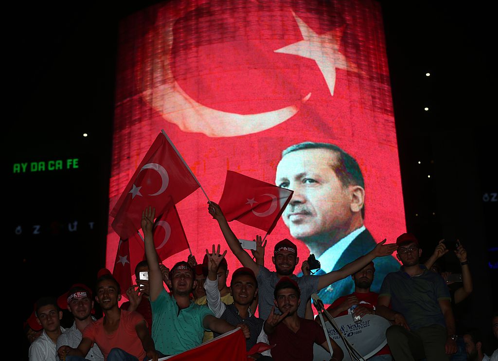 People at a rally in Ankara for Turkish President Recep Tayyip Erdogan.