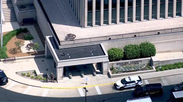 The scene outside the courthouse in Michigan.