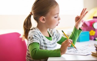 young girl counting