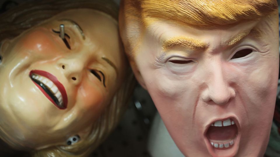 Hillary Clinton and Donald Trump masks