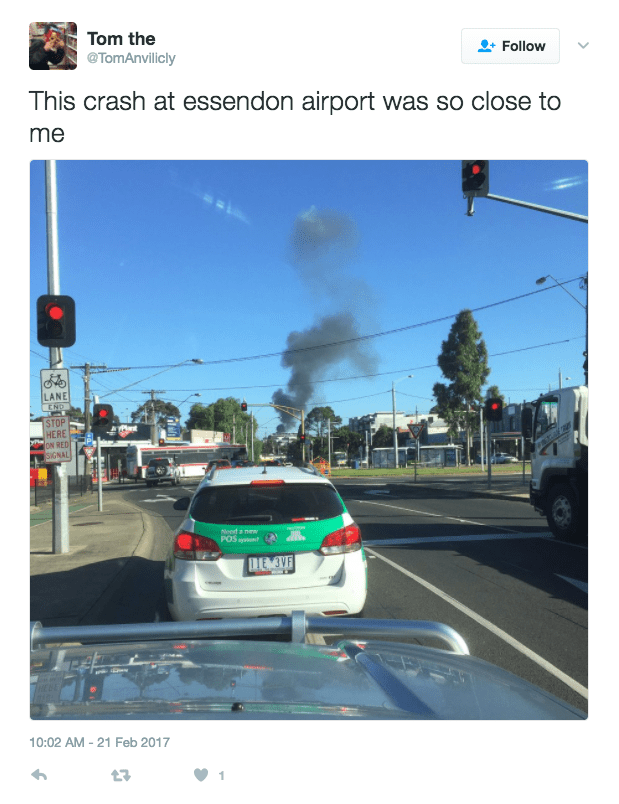DFO plane crash essendon airport view from distance social media