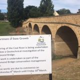 Sign notifying conservation works at Richmond Bridge