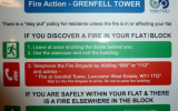 A sign in the Grenfell apartment block
