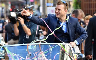 WBO World Welterweight Champion Jeff Horn is honoured in a ticker tape parade in Queen Street Mall, Brisbane, on Thursday