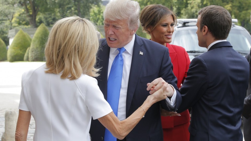 Trumo meets macron in paris