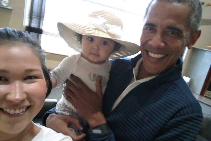barack obama baby selfie