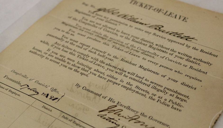 Ticket of leave William Bartlett