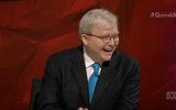 Kevin Rudd and Alan Jones laughed together over their rare comradery.