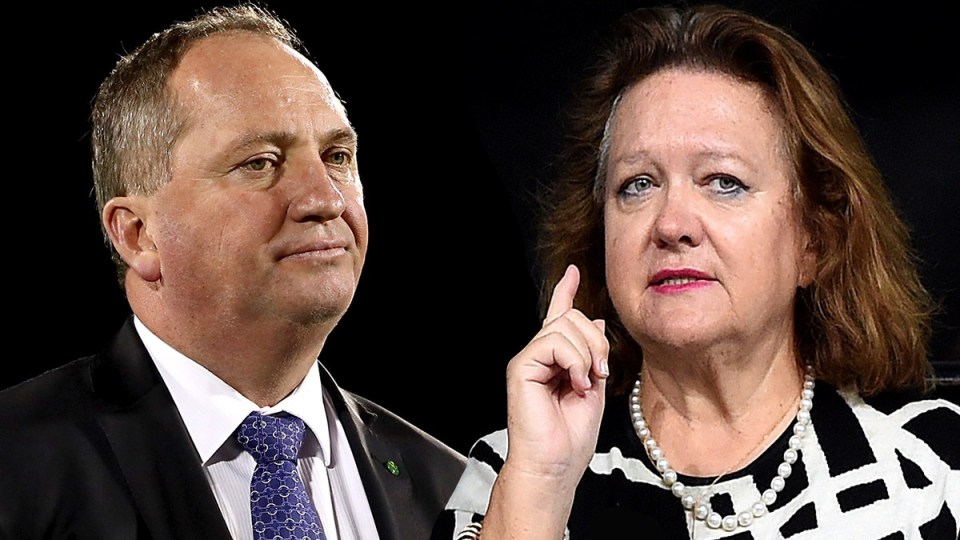 Gina Rinehart gives Barnaby Joyce $40,000 cheque
