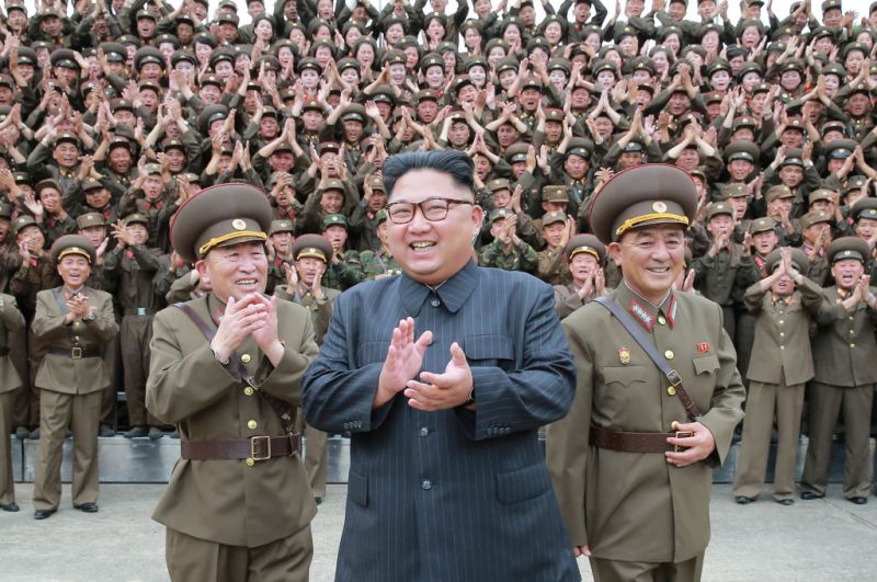 North Korea leader Kim Jong-Un is pictured in August with the Korean People's Army.