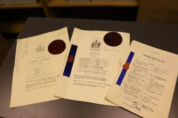 Historic Tasmanian Acts from later years found in a Supreme Court storeroom