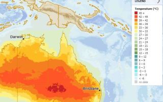 A weather bureau prediction map shows the extent of the severe heat expected on Sunday. Supplied: BOM
