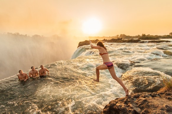Tourist icons Devils Pool Victoria Falls