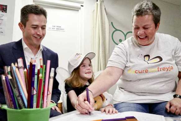 Freya Christiansen and her mum and doctor