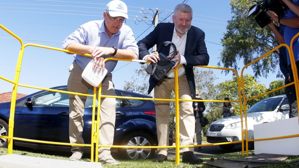 Communications Minister Mitch Fifield launched FTTC technology in Miranda on Sunday with the local member, Treasurer Scott Morrison.