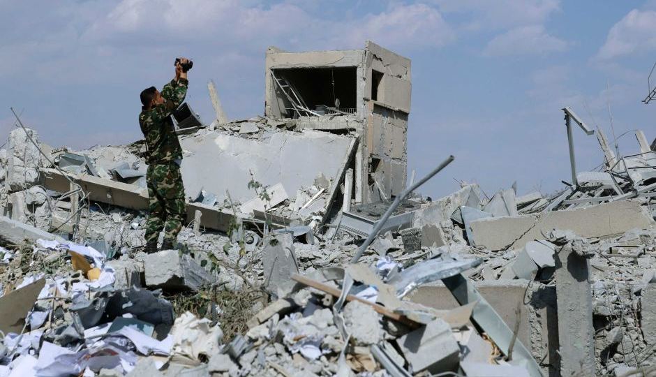 A Syrian soldier films Research Centre