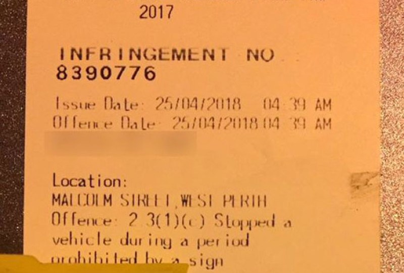 Anzac Day parking ticket