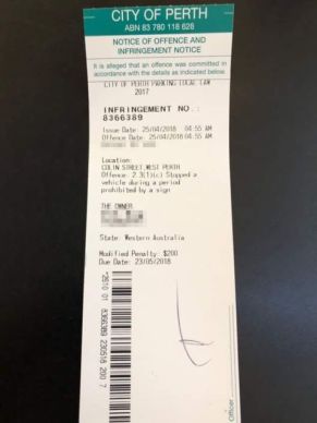 Anzac Day parking ticket