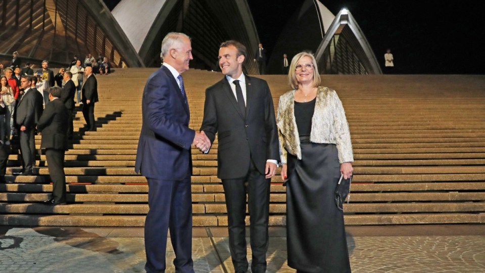 Emmanuel Macron and Malcolm Turnbull in Australika