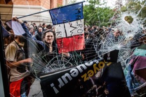 Emmanuel Macron protesters