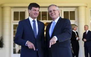 Energy Minister Angus Taylor with PM Scott Morrison.